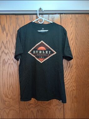Hurley Black Tee with Sunset Diamond Logo
